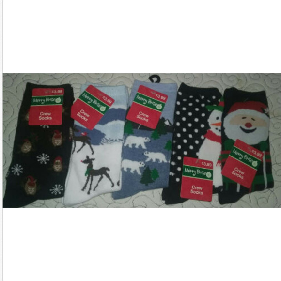 Merry Brite Accessories - 5 New Pairs Women's Crew Socks Fits Size 9-11
